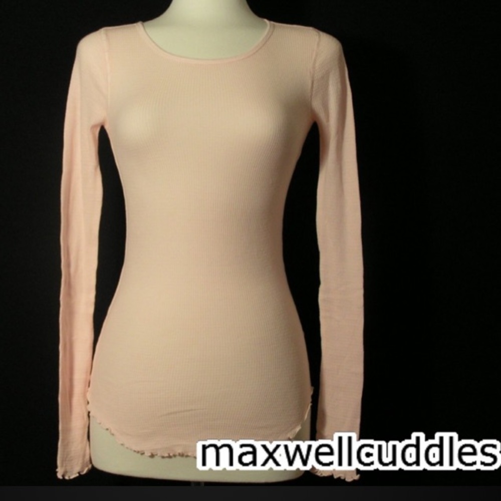 J CREW PINK TISSUE TEE THERMAL WAFFLE SHIRT XS NWT